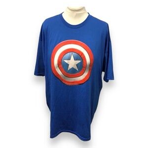 Marvel Captain America Mens Short Sleeve Graphic T-Shirt, Blue, size XL